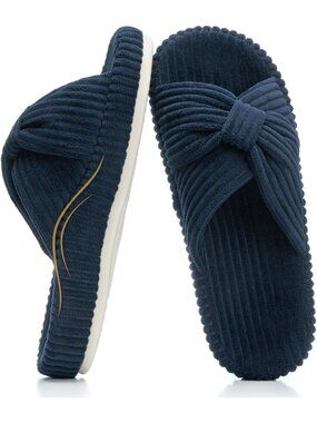 Women's Navy Orthopaedic Arch Support Slippers Memory Foam House Casual